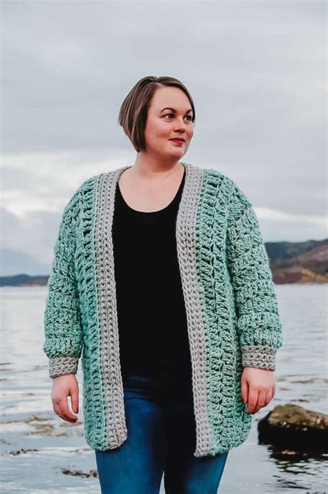 Chunky Crochet Cardigan Free Easy Pattern Size S 5XL