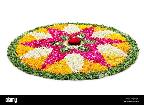 Indian Hindu Diwali Festival Flower Rangoli Design Stock Photo Alamy