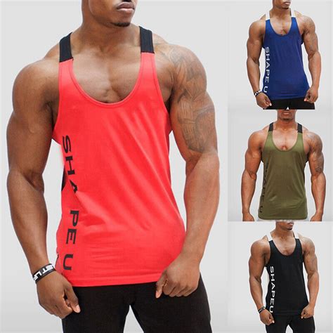 Mens Summer Plain Gym Muscle Tank Top Quick Dry Sleeveless Running Vest