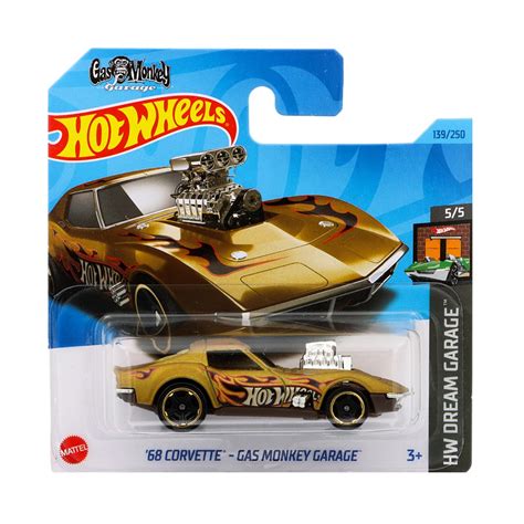 Masinuta Metalica Hot Wheels 68 Corvette Gas Monkey Garage 1 64 Auriu EMAG Ro