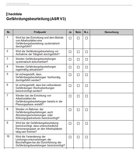 Checkliste Gef Hrdungsbeurteilung Weka