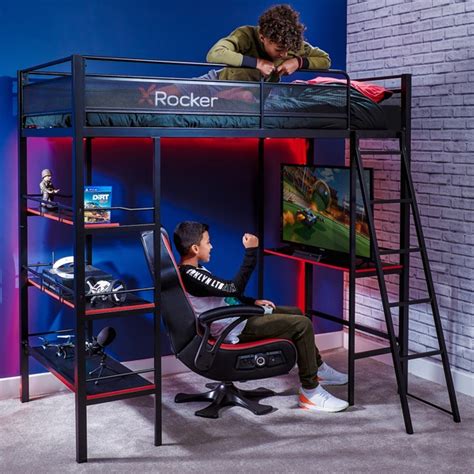 X Rocker Fortress High Sleeper Gaming Bunk Bed with Shelves and Desk ...