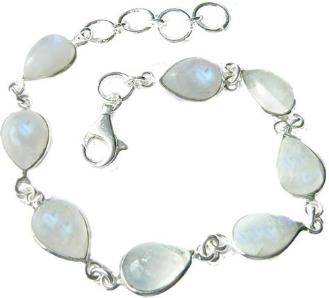 Sterling Silver Tear Drop Moonstone Adjustable Bracelet Many