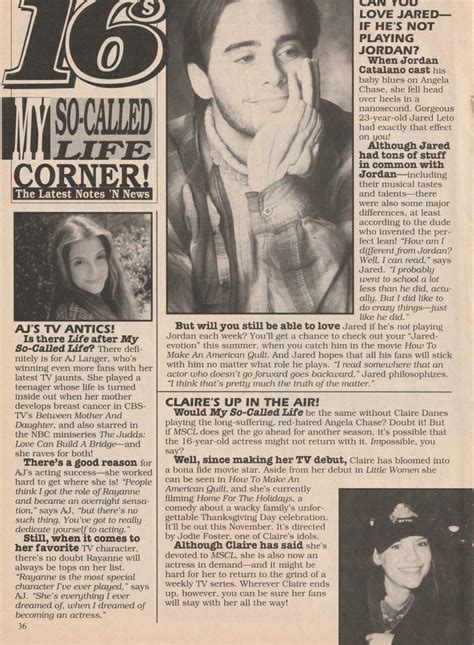 Jared Leto AJ Langer Claire Danes teen magazine clipping Corner - Teen ...