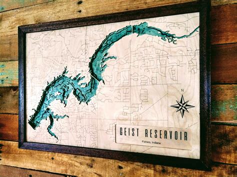 Geist Reservoir Fishers In Custom Lake Depth Chart Map Topographic