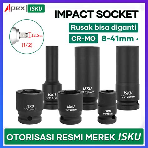 Jual ISKU Mata Kunci Shock Impact Socket Panjang Mata Sock Set Cr Mo 1