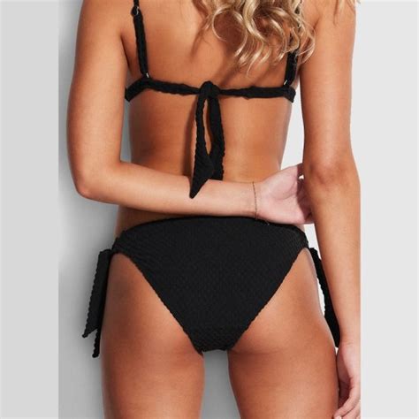 Seafolly Riviera Fix Tri Bikini With Hipster Tie Side Pant Black