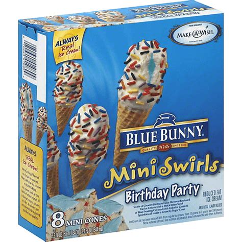 Blue Bunny Mini Swirls Birthday Party 8 Ct Ice Cream Cones