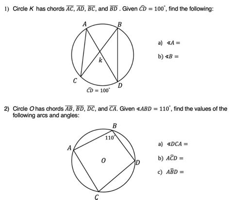 Inscribed Angles And Arcs Worksheet