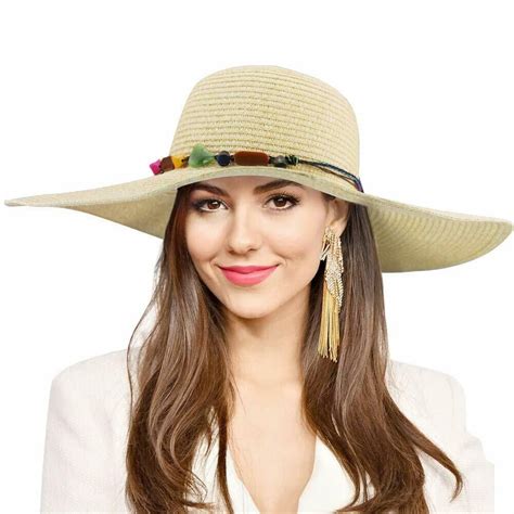 Travel Women Floppy Straw Wide Brim Sun Hat Summer Uv Protection Beach