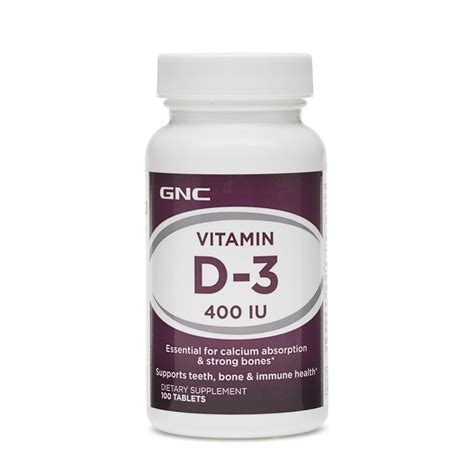 GNC Vitamin D 3 400 IU Vitamina D 3 Colecalciferol 400 UI 100 Tb