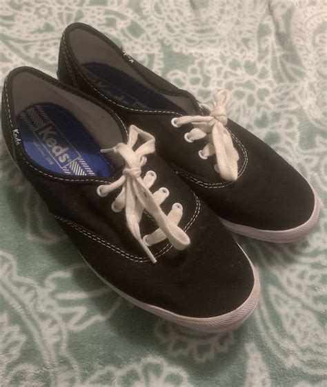 Keds Champion Black And White Canvas Shoes Womens Size Gem