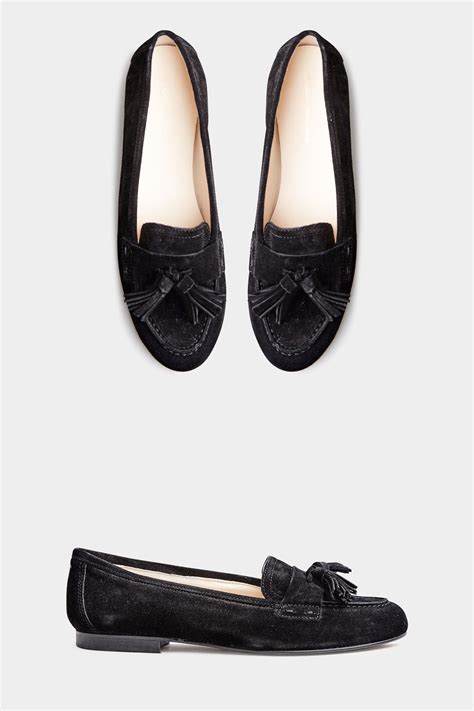 Lts Black Suede Tassel Loafers Long Tall Sally