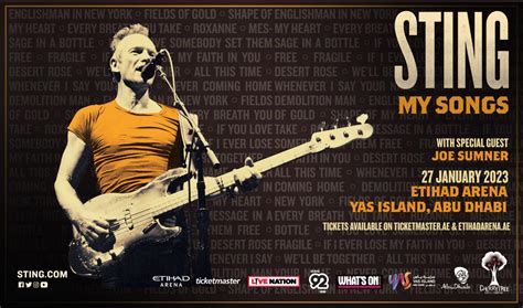 Sting My Songs World Tour Live Concert Abu Dhabi Uae 2023 Dates