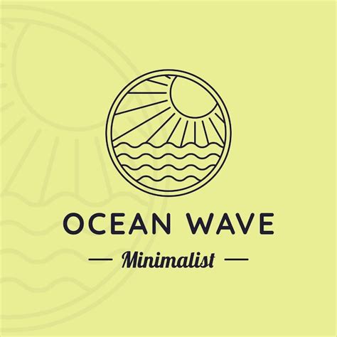 Premium Vector Ocean Waves Line Art Logo Vector Illustration Template Design Sea Wave With Sun