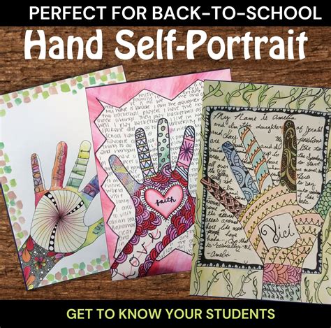 Zendoodle Hand Self Portraits Art And Ela Lesson Back To School Activity