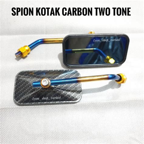 Spion Retro Kotak Karbon Two Tone Drat Honda Yamaha Classic Lazada