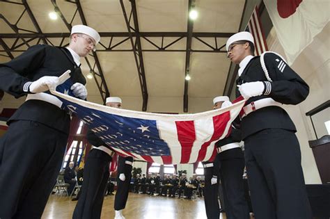 Sailors Perform A Flag Folding Ceremony Yokosuka Japan Flickr