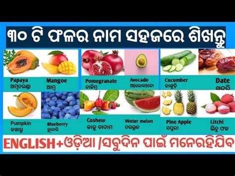 Fruits Name In Odia Important Fruit Name Spoken