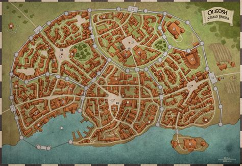 [OC] [Art] The Free City of Oligosh : DnD Fantasy City Map, Fantasy ...