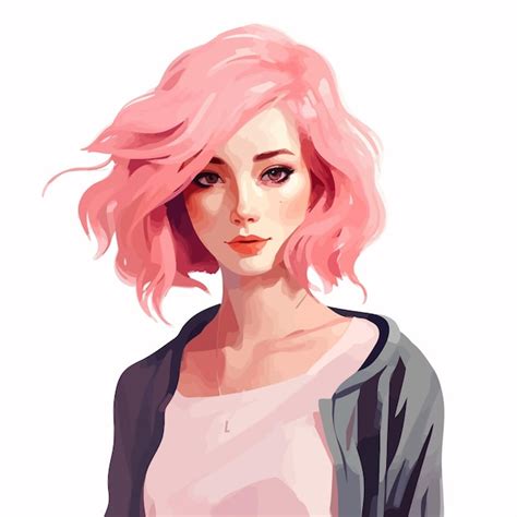 Premium Vector Pink Hair Girl