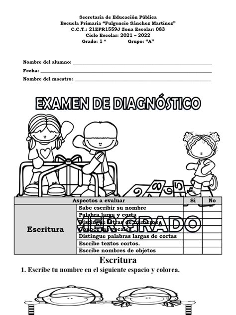 Examen Diagnostico Primer Grado Pdf