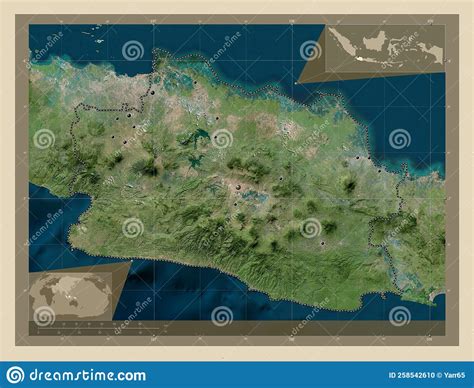 Jawa Barat Indonesia High Res Satellite Major Cities Stock