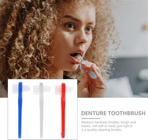 Healvian Denture Brush Toothbrush Pcs Dual Head Hard Cleaning For