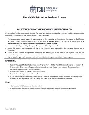 Fillable Online SAP Appeal For Satisfactory Academic Progress Form