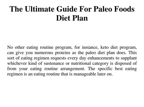 Ppt The Ultimate Guide For Paleo Foods Diet Plan Powerpoint Presentation Id8088734