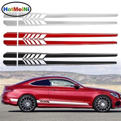 2x 205cm94cm Car Side Stickers Body Decals Long Stripes Sticker For