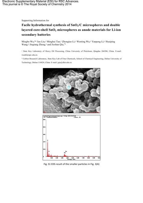 Pdf Facile Hydrothermal Synthesis Of Sno2c Microspheres And Double