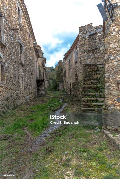 Abandoned Medieval Village In The Mountains Of Southern Italy Stock