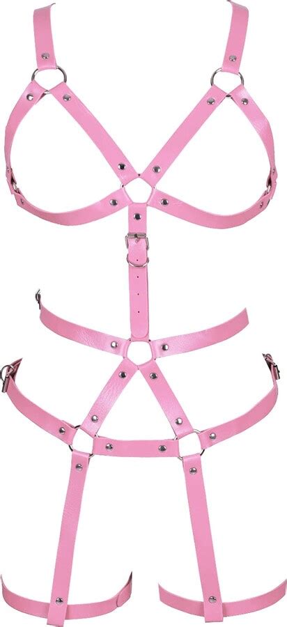 Jmmhss Women Punk Body Harness Lingerie Adjustable Leather Strap Bra
