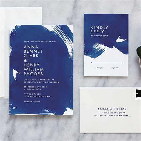 Indigo Blue Watercolor Wedding Invitations - Fine Day Press