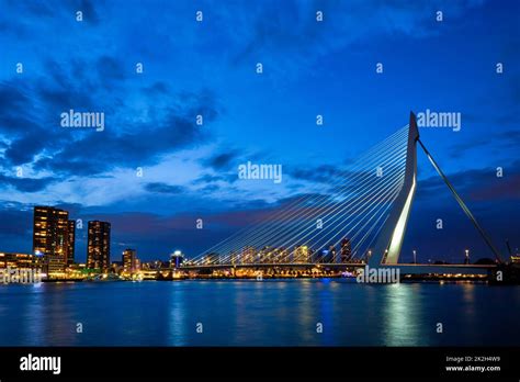 View of Erasmus Bridge Erasmusbrug and Rotterdam skyline. Rotterdam ...