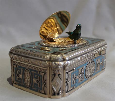 Antique fusee singing bird box in silver and enamel by Jacques Bruguier. - Gavin Douglas Antiques