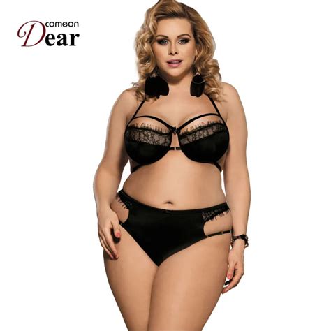 Rk Black Eyelash Lace Strappy Sex Woman Bra Set Exotic Apparel