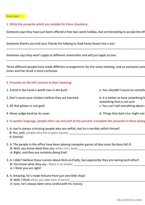 English Proverbs Exercises English Esl Worksheets Pdf And Doc