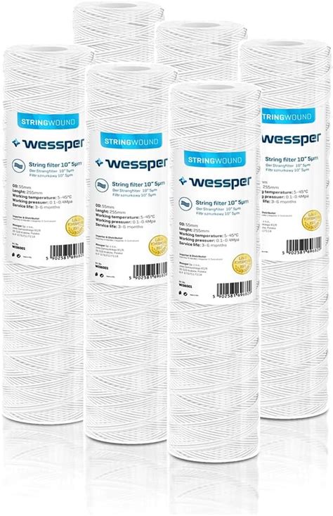 X Wessper Cartuccia Filtro Filo Avvolto Polipropilene Per