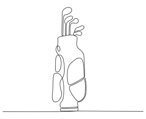 Continuous Line Drawing Of Golf Bag And Golf Clubs Vector Illustration