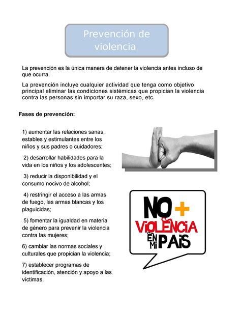 Prevencion A La Violencia Mapa Conceptual A Escala Prevenci N De