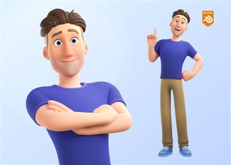 3D Model Man Cartoon Character Rigged In Blender VR AR Low Poly