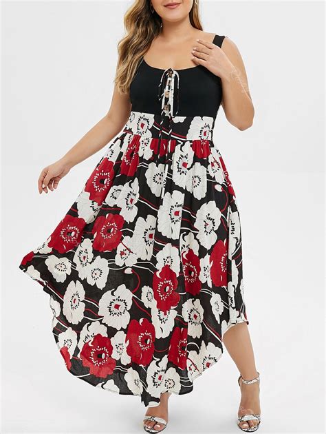 Plus Size Floral Print Maxi Dress 28 Off Rosegal