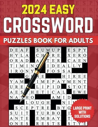 2024 Easy Crossword Puzzles Book For Adults Large Print With Solutions