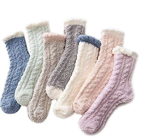 Azue Fuzzy Warm Slipper Socks Women Super Soft Microfiber Cozy Sleeping Socks 6 Or 5 Pairs