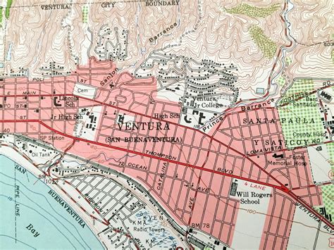 Antique Ventura California 1951 Us Geological Survey Etsy