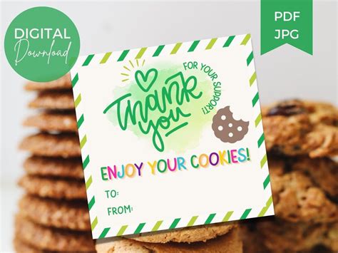 Girl Scout Cookie Thank You Note 2023 Printable Lbb Abc Tag Etsy Artofit