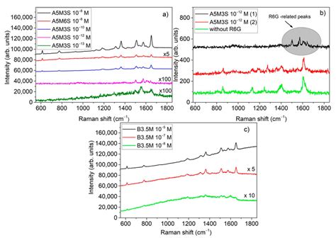 Raman Spectra Obtained From A A5m3s And A5m6s For R6g Concentrations