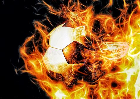 Composite Flame Effect On D Rendering Black And White Patterned Soccer